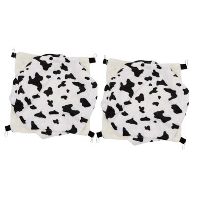 BESPORTBLE 2-Piece Hanging Plush Pet Bed, Warm Three-Layer Sleeping Nest with Cow Design for Dwarf Hamsters, Guinea Pigs and More
