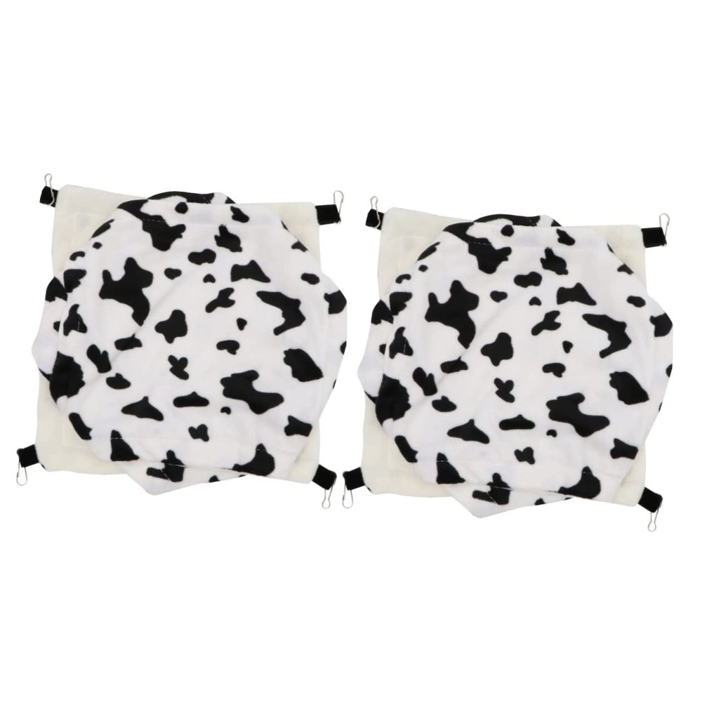 BESPORTBLE 2-Piece Hanging Plush Pet Bed, Warm Three-Layer Sleeping Nest with Cow Design for Dwarf Hamsters, Guinea Pigs and More