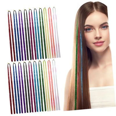 20 Glitter Hair Strands for Braiding, 90 cm