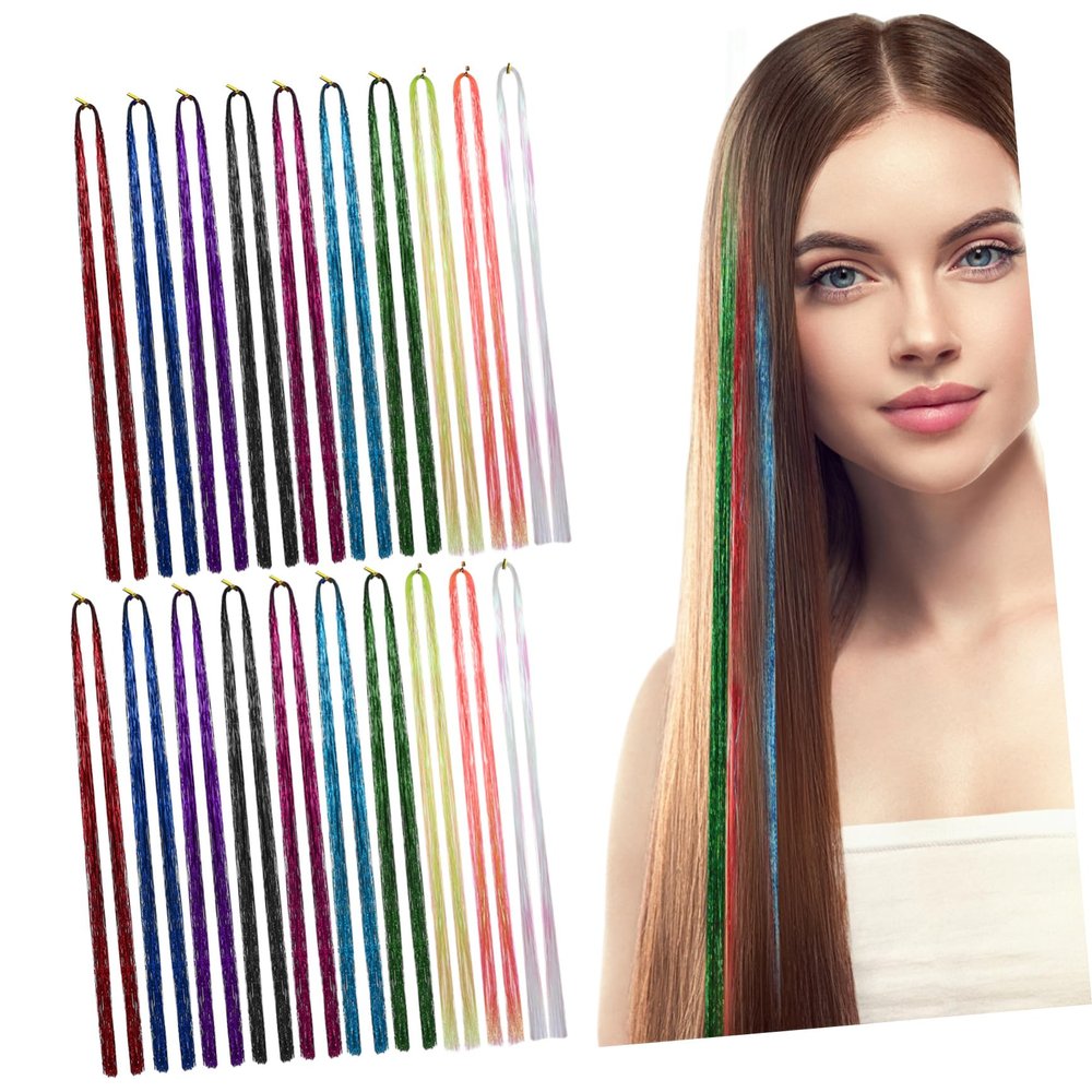 20 Glitter Hair Strands for Braiding, 90 cm