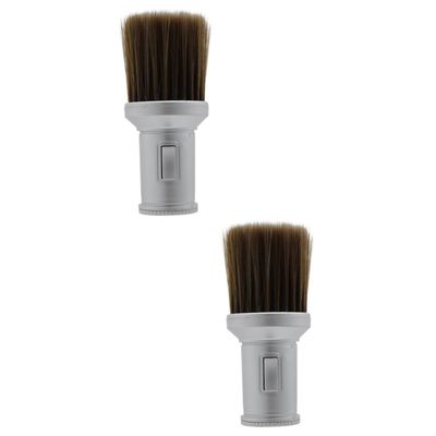 AUTSUPPL 2-Piece Barber Neck Duster Brush Set, Silver