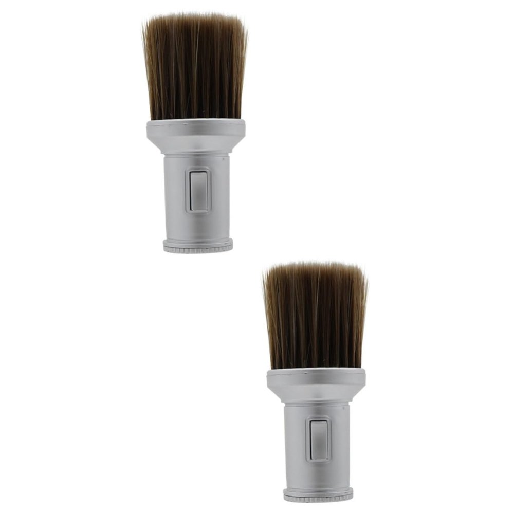 AUTSUPPL 2-Piece Barber Neck Duster Brush Set, Silver