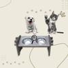 Height-Adjustable Gray Feeding Station for Small Dogs and Cats with 2 Metal Bowls view 1