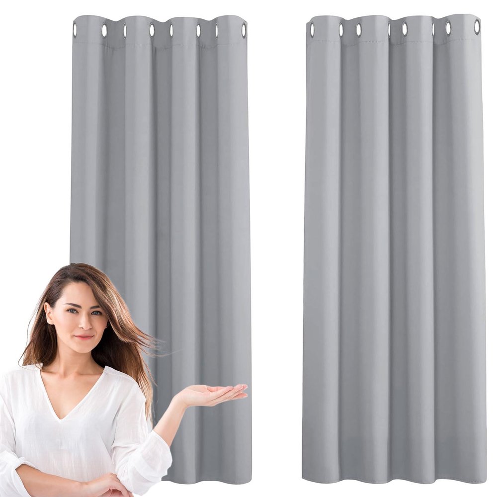 CHENMIAO Blackout Thermal Curtains, 250 x 60 cm, Light Gray