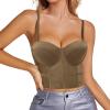 Women's Corset Crop Top, Brown, XS view 1