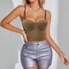 Women's Corset Crop Top, Brown, XS view 2