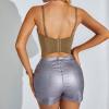 Women's Corset Crop Top, Brown, XS view 3