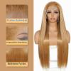 Sapphirewigs 26-Inch Straight Lace Front Wig, Yellow-Brown view 3