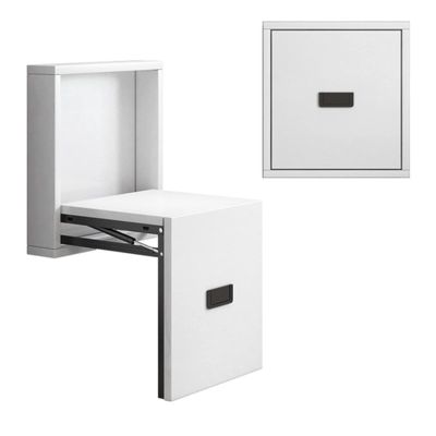 Folding Wall-Mounted Shower Seat, Fold-Down Wooden Seat with Steel Frame, 200 kg Capacity for Seniors and People with Disabilities