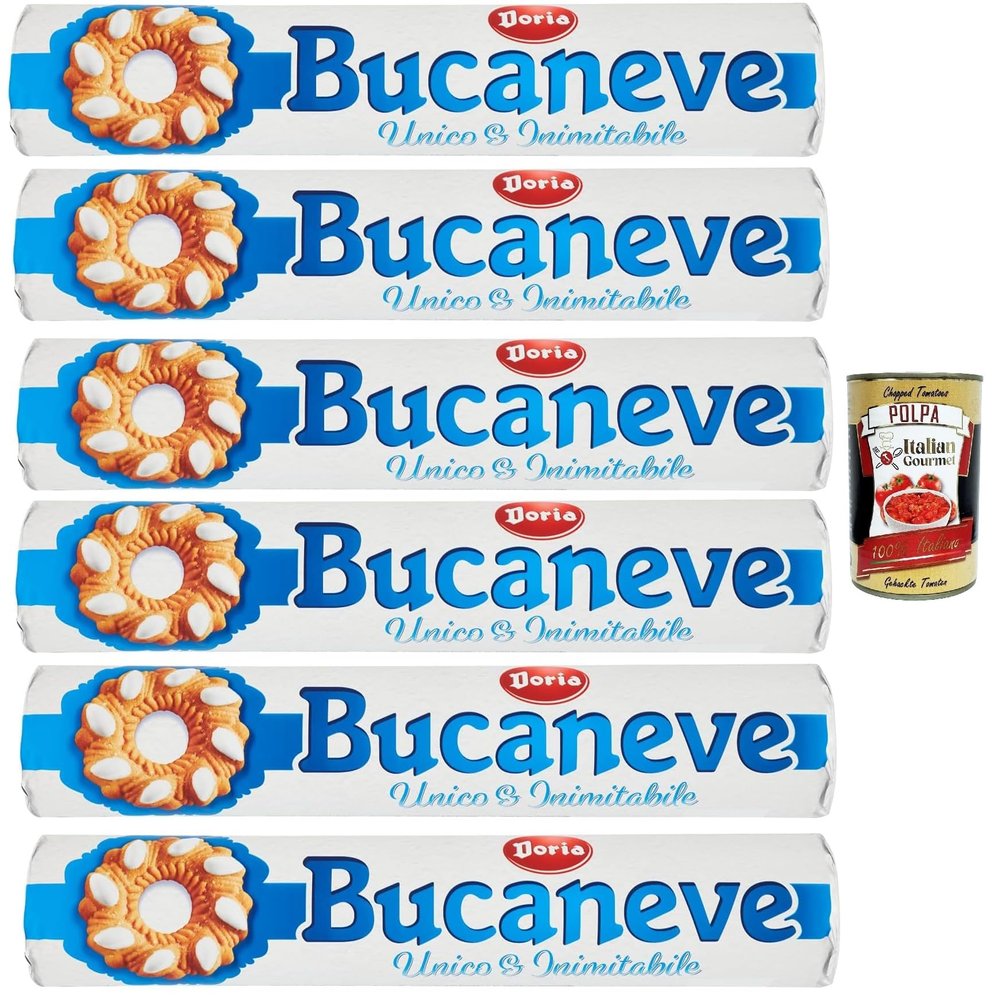 Italian Gourmet Bucaneve Butter Cookies with Sugar, 6 × 200 g