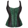 GMDNS Women's Shaping Bodysuit Steampunk Overbust Corset with Cups, Zipper Closure and Side Straps, Green, 7XL view 1