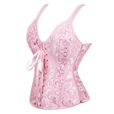 GMDNS Women's Steampunk Overbust Corset with Cups, Lace-Up Closure and Side Straps