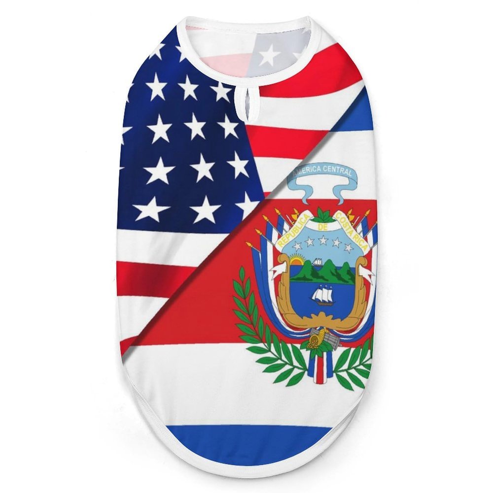 Versatile Pet Vests for Dogs and Cats with USA and Costa Rica Flags, Size S