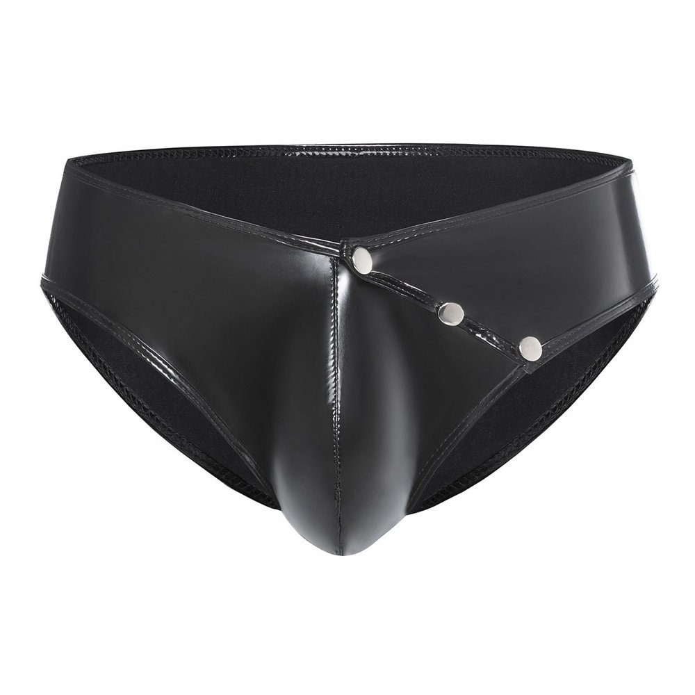 Sexy High-Gloss PVC Open-Cut Triangle Lingerie Shorts (Black, XXL)