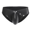 Sexy High-Gloss PVC Open-Cut Triangle Lingerie Shorts (Black, XXL) view 1
