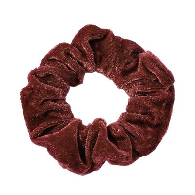 Anevous 5-Pack Velvet Hair Ties for Women, Elastic Scrunchies, Soft Thick Ponytail Hair Bands, Reddish Brown