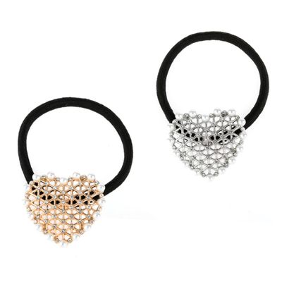 Mikinona 6-Piece Pearl Heart-Design Hair Ties for Women