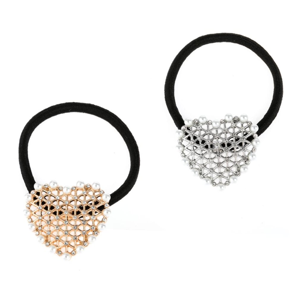 Mikinona 6-Piece Pearl Heart-Design Hair Ties for Women
