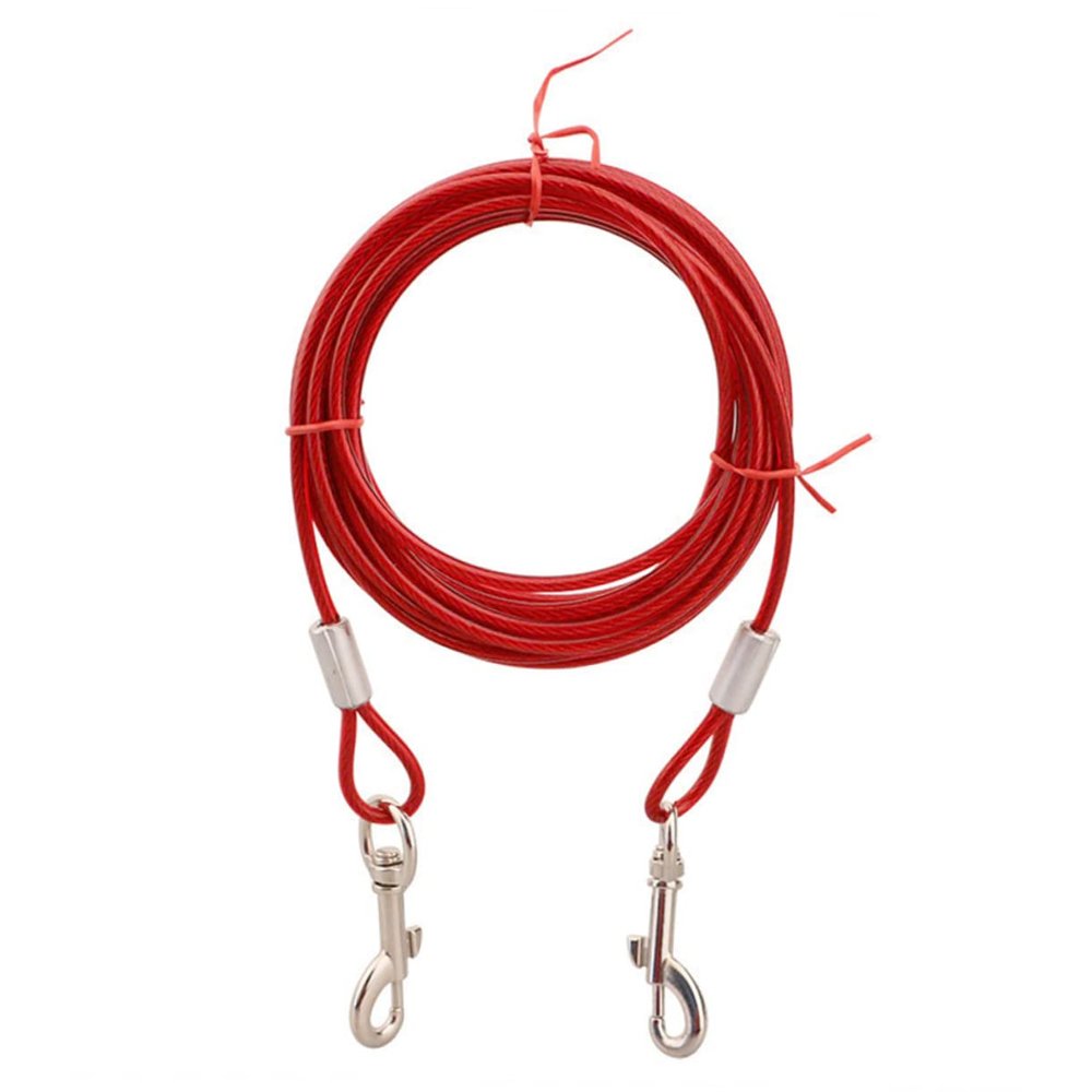 BESPORTBLE 5 m Red Dog Lead, 5 mm Steel Rope with Ergonomic Handle