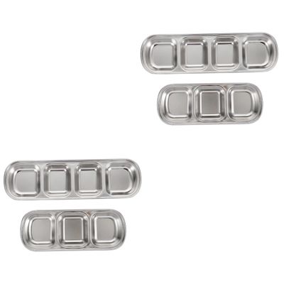 BUGUUYO 4-Piece Stainless Steel Feeding Trays for Pets, Rust-Resistant and Easy to Clean
