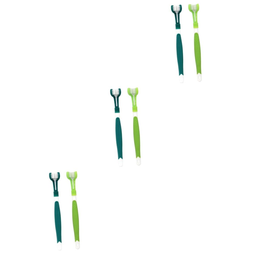 BUGUUYO 6-Piece Dog Toothbrush Set with Triple-Head Design