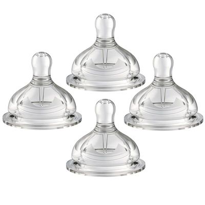 Oberni Baby Bottle Nipples, Size 3, Slow Flow, for Babies 6+ Months, BPA-Free, 4-Pack