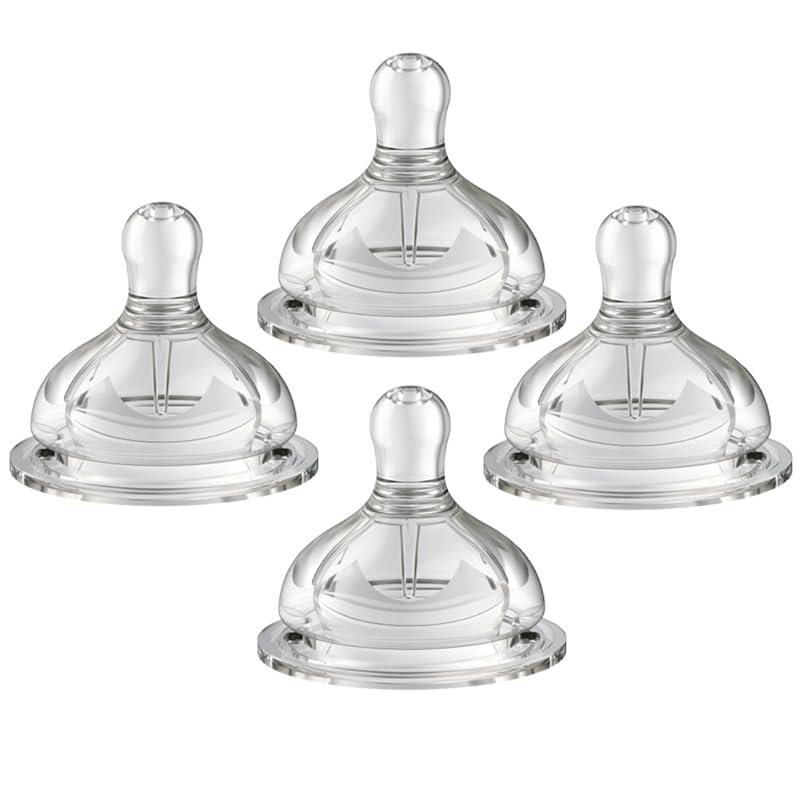 Oberni Baby Bottle Nipples, Size 3, Slow Flow, for Babies 6+ Months, BPA-Free, 4-Pack