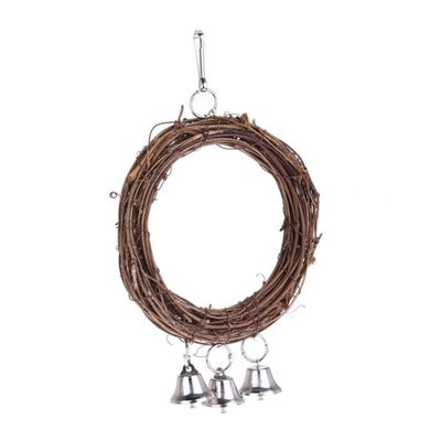 BESPORTBLE Parrot Toy Rattan Hanging Swing with Bells