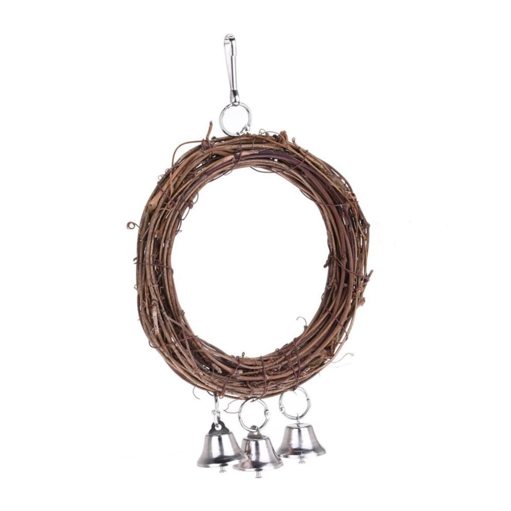 BESPORTBLE Parrot Toy Rattan Hanging Swing with Bells