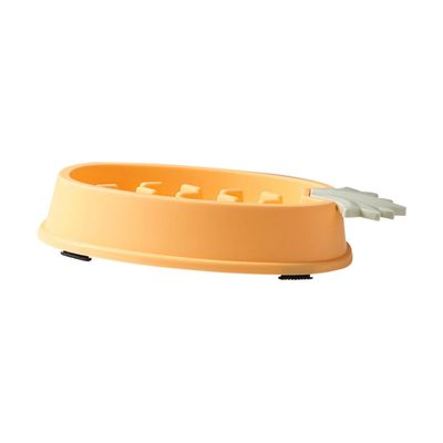 CIYODO Pineapple-Shaped Slow Feeder Bowl for Dogs and Cats, Yellow PP, Easy to Clean
