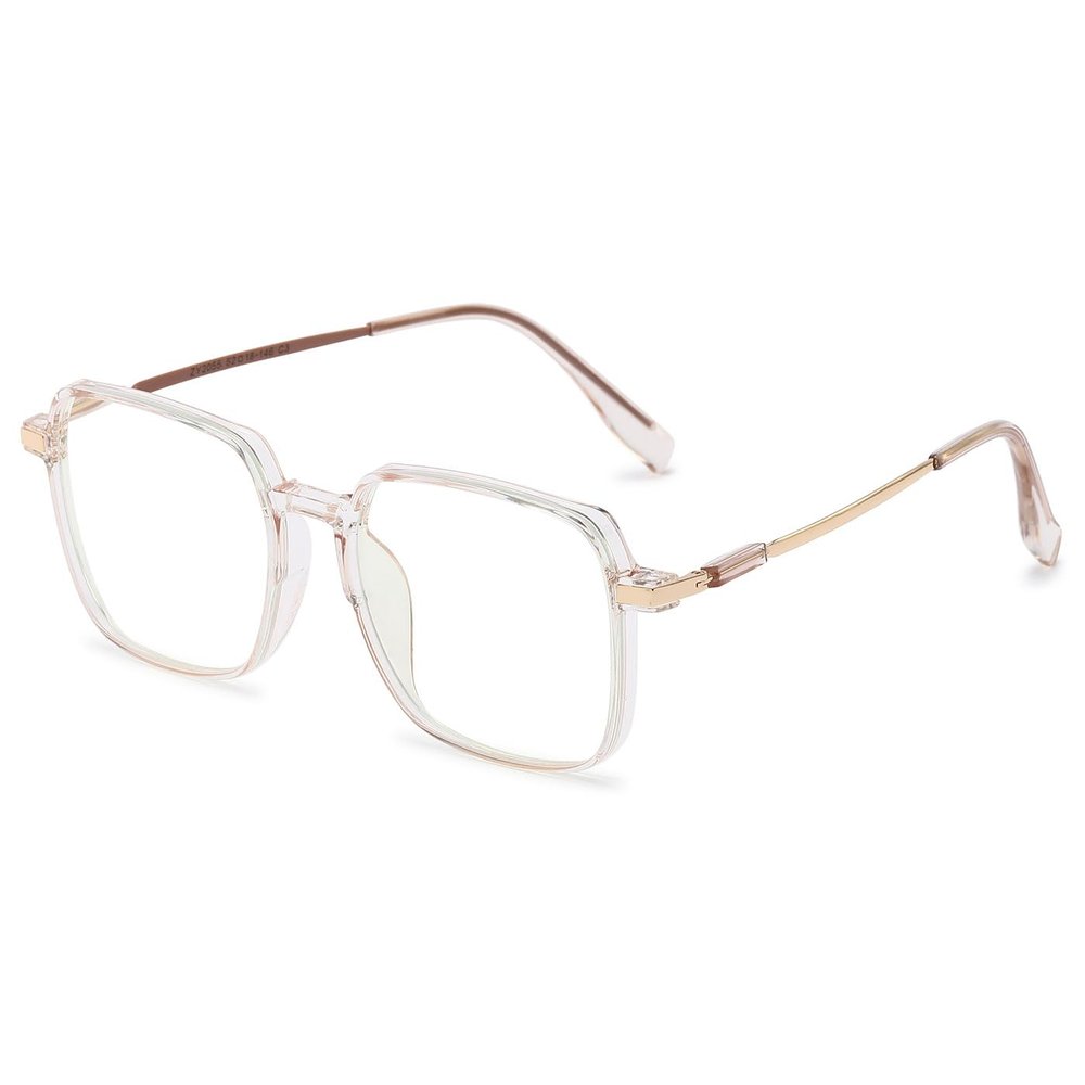 ABETOS Gro Blue Light Filtering Reading Glasses, Rectangular Metal Frame, Clear Brown, +1.0