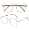 ABETOS Gro Blue Light Filtering Reading Glasses, Rectangular Metal Frame, Clear Brown, +1.0 view 3