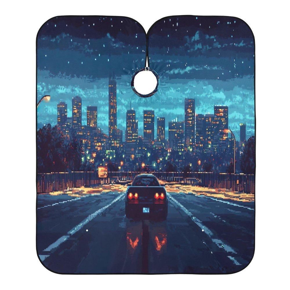 Race Car City Night Haircut Bib, Waterproof Haircut Cape, Shampoo Cape, 164.8 x 140 cm