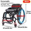 Sunyongfly Lightweight Aluminum Sport Folding Wheelchair for Adults, 40 cm Seat, Blue view 2