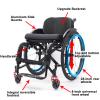 Sunyongfly Lightweight Aluminum Sport Folding Wheelchair for Adults, 40 cm Seat, Blue view 4