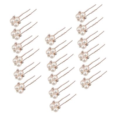 Bridal Hair Pins with Pearls and Rhinestones, 18-Piece Gold Set