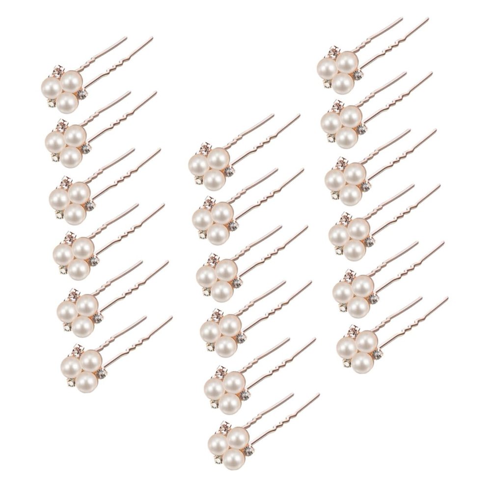 Bridal Hair Pins with Pearls and Rhinestones, 18-Piece Gold Set