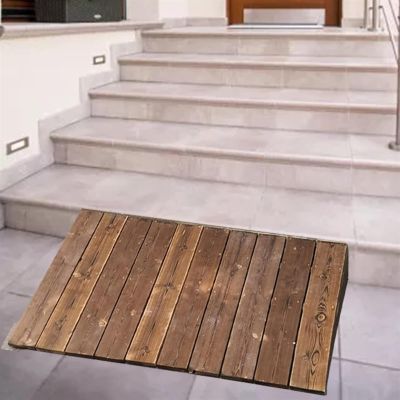 Wooden Threshold and Curb Ramp, Portable, Non-Slip, 4/5/6/7/8 in. Heights, 23.6 x 27.5 x 7 in.