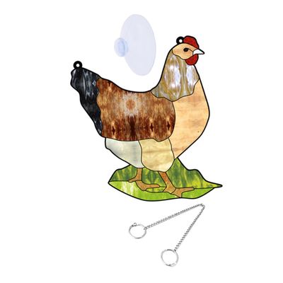 FUNOMOCYA Elegant Acrylic Hen Hanging Window Decoration with Metal Chain