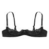 Eandarui Ouvert Open-Bust Bra, Women's Transparent Lace Bust-Lifting Top, Black, XL view 4