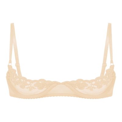 Eandarui Ouvert Open-Bust Lace Bra, Transparent, Nipple-Free, Size L