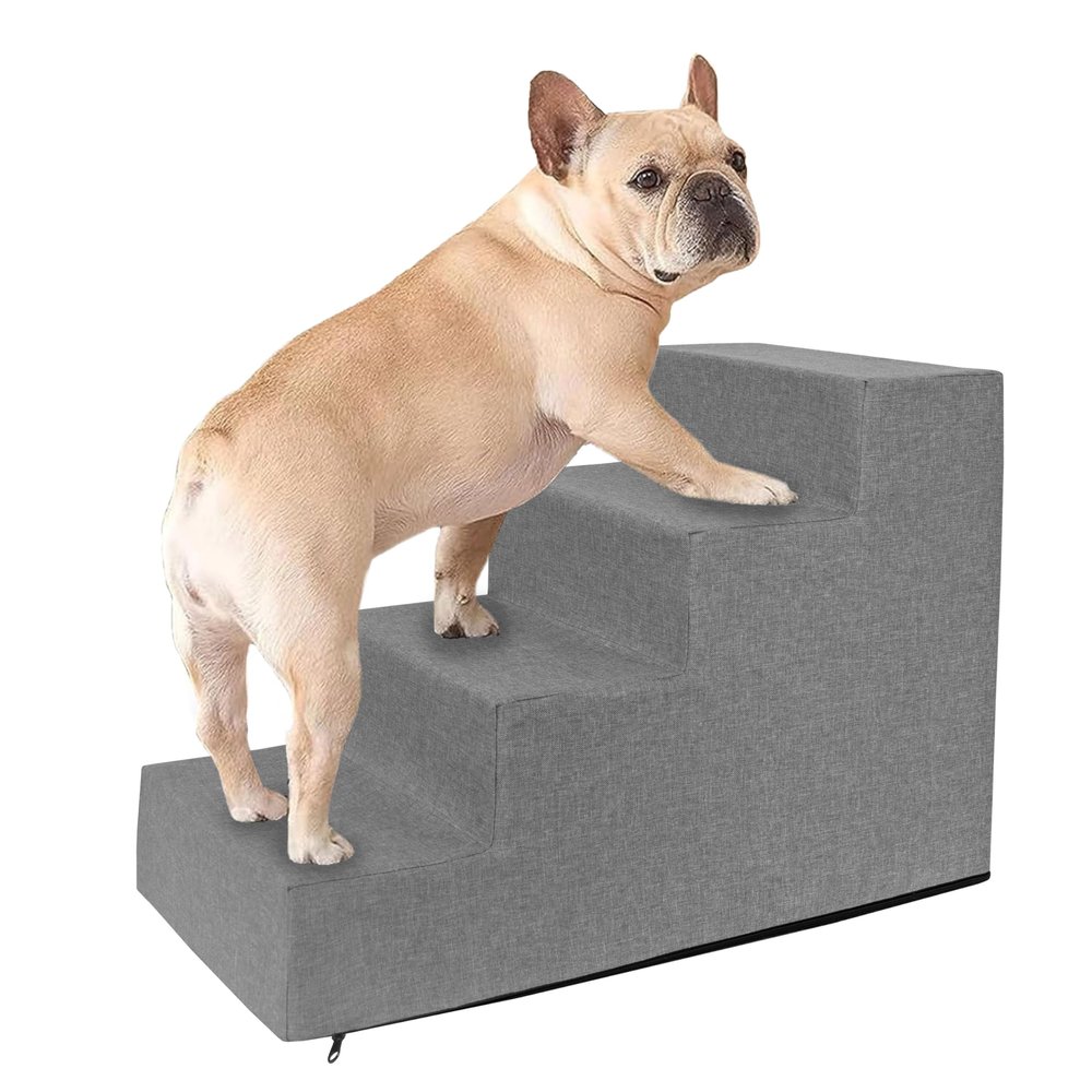 Domarex Pet Stairs, 4 Steps, 40 × 60 × 30 cm, for Dogs & Cats, Gray