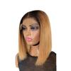 Short Ombre Wig, Straight Human Hair, Lace Wig for Women, Remy Hair, OT30, 13 x 5 x 1#14 inch#150% view 1