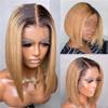 Straight Bob Lace-Front Wig, Brazilian Remy Human Hair, Ombre, 8-Inch, 180D view 2