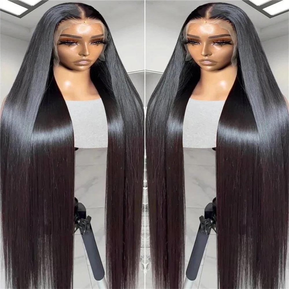 Glueless Straight Human Hair Lace Front Wig, 26 in, 180% Density