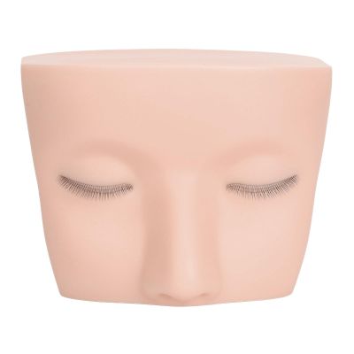 Eyelash Mannequin Head with Eyelids, Soft-Touch Rubber, for Eyelash Extension Training (Yellow/White Skin Tone)