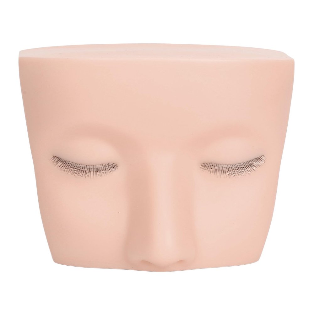 Eyelash Mannequin Head with Eyelids, Soft-Touch Rubber, for Eyelash Extension Training (Yellow/White Skin Tone)