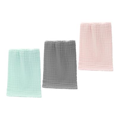 FRCOLOR 3-Piece Cotton Muslin Washcloths for Newborns