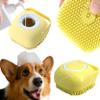 Domarex Silicone Brush for Dogs and Cats with Shampoo Dispenser, Soft Cleaning and Massage for Daily Bathing Care - Yellow view 1