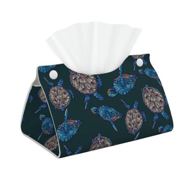 Turtle Pattern Tissue Box Cover and Holder